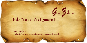 Gáncs Zsigmond névjegykártya
